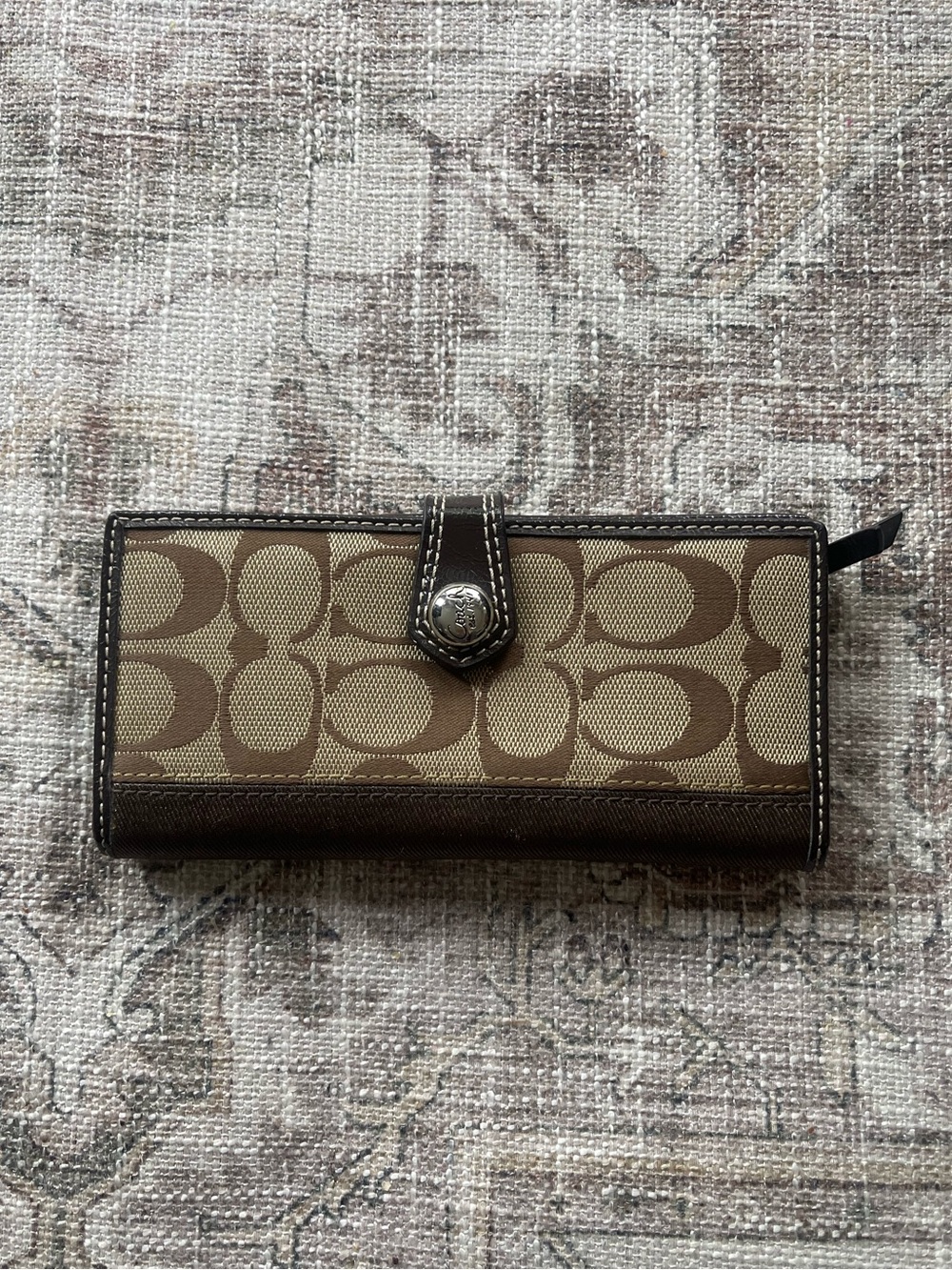 Coach Y2K Signature Canvas Trifold Wallet in Khaki/Brown